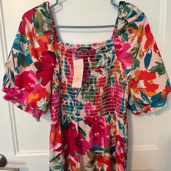 FLORAL | boho smocked dress size M - Picture 8 of 8